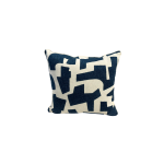 Coussin décoratif géométrique bleu marine et beige 50×45 cm