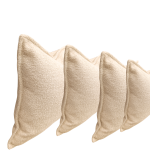 Coussin Carré Cosy en Tissu Bouclette Beige Clair (50x45 cm)