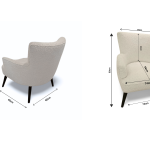 Fauteuil Club Design en Tissu Bouclette Crème – Style Scandi-Chic